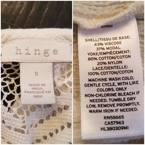 Hinge Lace Yoke Swing Tank sz Small in Ivory - Picture 8 of 8